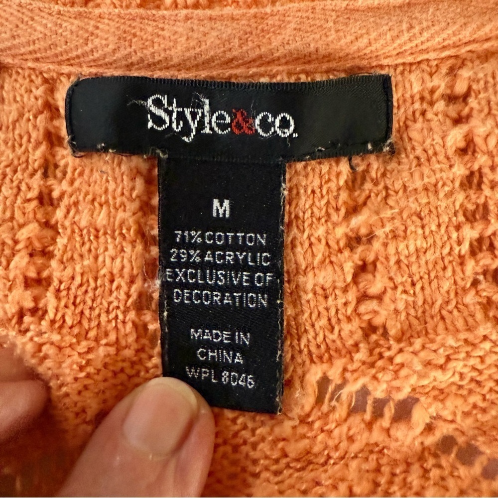 Style & Co. Crocheted Tunic Peach Lace Accents Long Sleeve Top Women’s Size Med - Picture 10 of 12